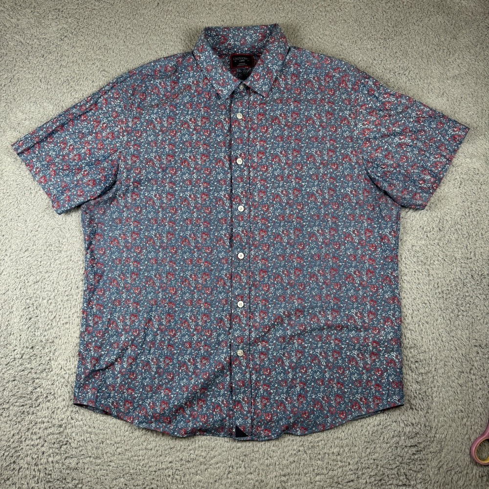 UNTUCKit Buckley Mens Large Floral Print Short Sleeve Button Down Shirt Casual